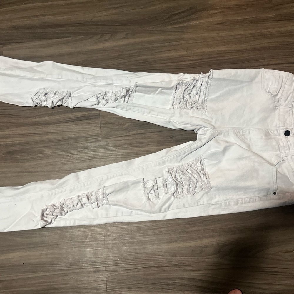 White ripped jeans
